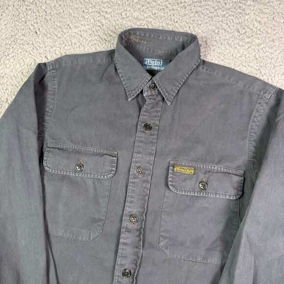 Polo Ralph Lauren Shirt Mens S Dark Gray Military Type 1 Flap Pockets Work NEW - Picture 1 of 10